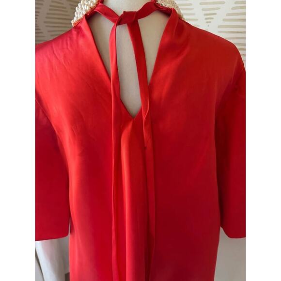 Custom Made Womens Small Red Pearl Rhinestone Angel Batwing Bell High Neck Dress - Picture 6 of 6
